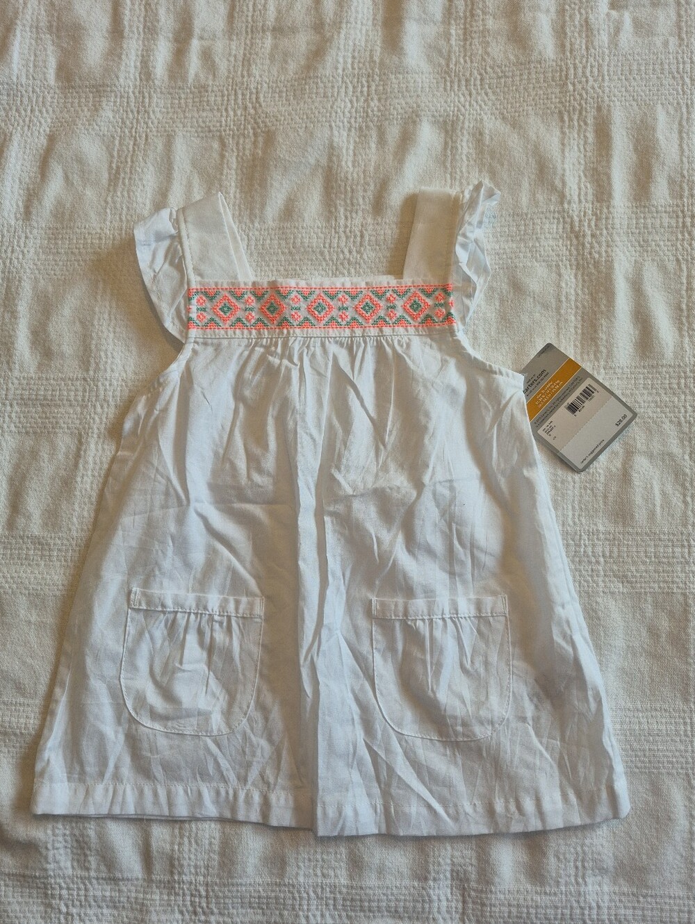 Carter's girls 3T white tank top with embroidered design NEW